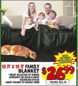 Ollie's 10 FT X 10 FT FAMILY BLANKET offer