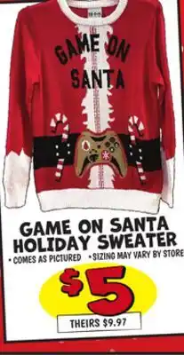 Ollie's GAME ON SANTA HOLIDAY SWEATER offer