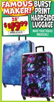Ollie's BURST PRINT HARDSIDE LUGGAGE offer