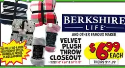 Ollie's VELVET PLUSH THROW CLOSEOUT offer