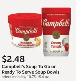 Fareway Campbell's Soup To Go or Ready To Serve Soup Bowls offer