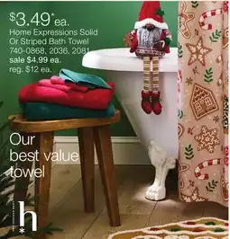 JC Penney Home Expressions Solid Or Striped Bath Towel offer