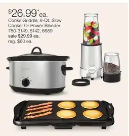 JC Penney Cooks Griddle, 6-Qt. Slow Cooker Or Power Blender offer