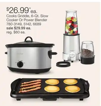 JC Penney Cooks Griddle, 6-Qt. Slow Cooker Or Power Blender offer