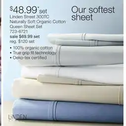JC Penney Linden Street 300TC Naturally Soft Organic Cotton Queen Sheet Set offer