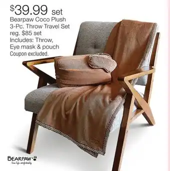 JC Penney Bearpaw Coco Plush 3-Pc. Throw Travel Set offer