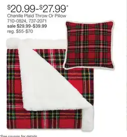 JC Penney Chenille Plaid Throw Or Pillow offer