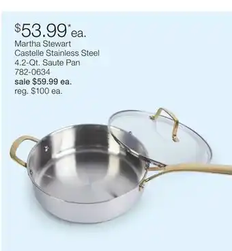 JC Penney Martha Stewart Castelle Stainless Steel 4.2-Qt. Saute Pan offer
