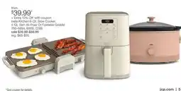 JC Penney bella Kitchen 6-Qt. Slow Cooker, 4-Qt. Slim Air Fryer Or Foldable Griddle offer