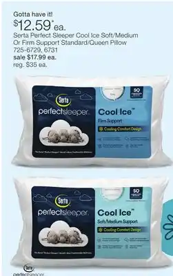 JC Penney Serta Perfect Sleeper Cool Ice Soft/Medium Or Firm Support Standard/Queen Pillow offer