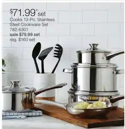 JC Penney Cooks 13-Pc. Stainless Steel Cookware Set offer