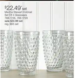JC Penney Martha Stewart Hobnail Set Of 4 Glassware offer