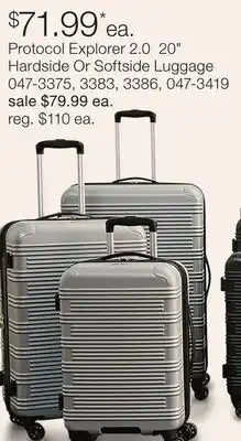JC Penney Protocol Explorer 2.0 20 Hardside Or Softside Luggage offer
