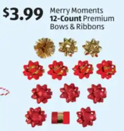 Aldi Merry Moments 12-Count Premium Bows & Ribbons offer