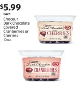 Aldi Choceur Dark Chocolate Covered Cranberries or Cherries offer