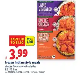 Lidl frozen Indian style meals offer