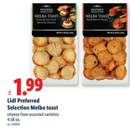 Lidl Lidl Preferred Selection Melba toast offer