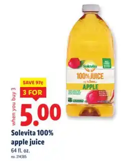Lidl Solevita 100% apple juice offer