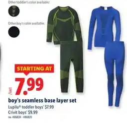 Lidl boy's seamless base layer set offer