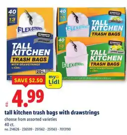 Lidl tall kitchen trash bags with drawstrings offer