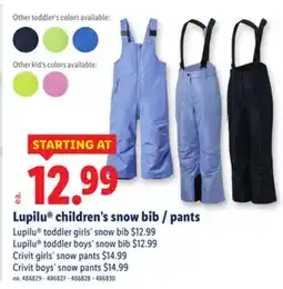 Lidl Lupilu children's snow bib/pants offer