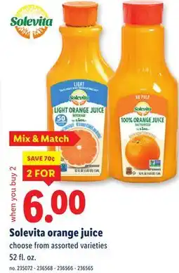 Lidl Solevita orange juice offer