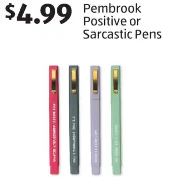 Aldi Pembrook Positive or Sarcastic Pens offer