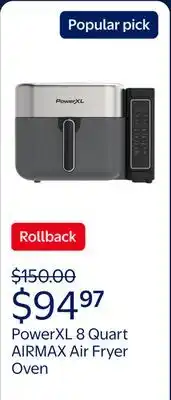 Walmart PowerXL 8 Quart AIRMAX Air Fryer Oven with 6 Pre-Sets, Two Tier Compact Design offer