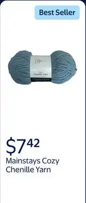 Walmart Mainstays Cozy Chenille Yarn, 220 yd, Faded Denim, 100% Polyester, Super Bulky offer