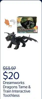 Walmart Dreamworks Dragons How to Train Your Dragon, Tame & Train Interactive Toothless offer