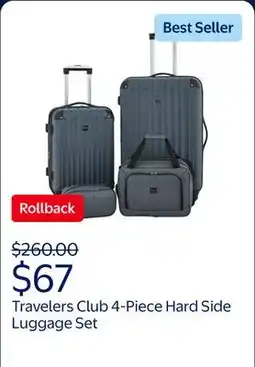 Walmart Travelers Club 4-Piece Hard Side Luggage Set with Spinner Wheels - Dark Slate offer