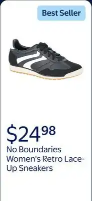 Walmart No Boundaries Women's Retro Lace-Up Sneakers offer