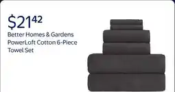 Walmart Better Homes & Gardens PowerLoft AIRRICH Cotton 6-Piece Towel Set, Rich Black offer