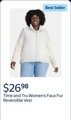 Walmart Time and Tru Women's and Women's Plus Faux Fur Reversible Vest offer