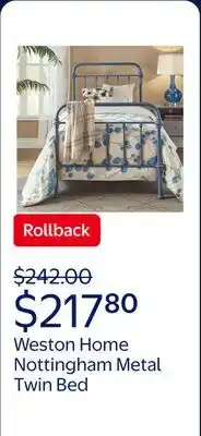 Walmart Weston Home Nottingham Metal Twin Bed, Blue Steel offer