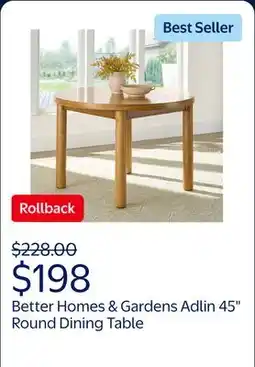 Walmart Better Homes & Gardens Adlin 45 Round Dining Table, Dining Room, Light Honey offer