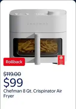 Walmart Chefman 8 Qt. Crispinator Air Fryer w/ Powerful DC Motor & 450°F Max Temp, Concrete offer
