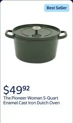 Walmart The Pioneer Woman 5-Quart Enamel Cast Iron Dutch Oven with Lid, Dark Green offer
