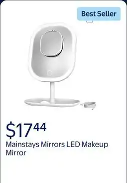 Walmart Mainstays Mirrors LED Makeup Mirror, Rechargeable Vanity Mirror with Lights and Storage Tray Base offer