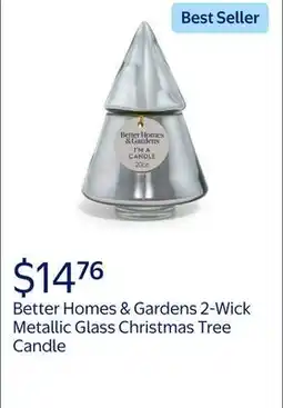 Walmart Better Homes & Gardens 2-Wick Metallic Glass Christmas Tree Candle, Salted Coconut Mahogany offer