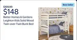 Walmart Better Homes & Gardens Leighton Kids Solid Wood Twin-over-Twin Convertible Bunk Bed, Vanilla offer