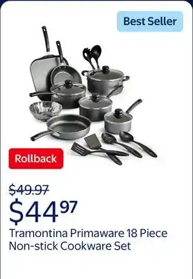 Walmart Tramontina Primaware 18 Piece Non-stick Cookware Set, Steel Gray offer