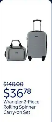 Walmart Wrangler 2-Piece Expandable Rolling Spinner Carry-on Set with Cup Holder, Ultimate Gray offer