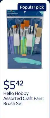 Walmart Hello Hobby Assorted Craft Paint Brush Set offer