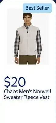 Walmart Chaps Men's & Big Men's Norwell Sweater Fleece Vest offer