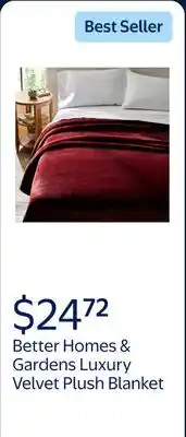 Walmart Better Homes & Gardens Luxury Velvet Plush Blanket, Dark Red, Full/Queen, Adult/Teen offer