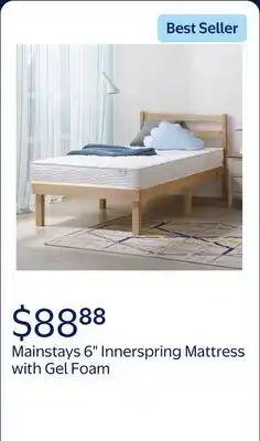 Walmart Mainstays 6 Innerspring Tight Top Mattress with Gel Foam, Twin offer