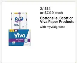 Walgreens Cottonelle, Scott or Viva Paper Products offer