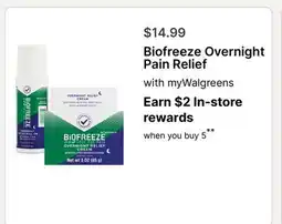 Walgreens Biofreeze Overnight Pain Relief offer