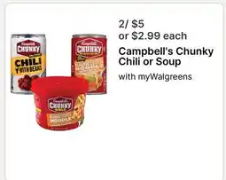 Walgreens Campbell's Chunky Chili or Soup offer